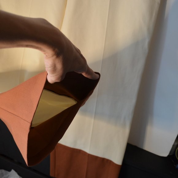 ALFANI Elegant Cream with Brown cuffs Cotton-Rayon Wide Leg Dress Pants Women 12 - Picture 4 of 8